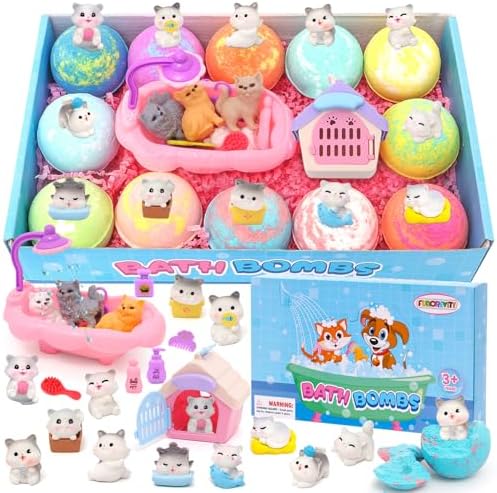 Bath Bombs for Kids with Surprise Inside Kids Bath Bombs with Toys for Boys Girls Handmade Fizzy Balls Bubble Bath Bomb Gift Set for Christmas New Year