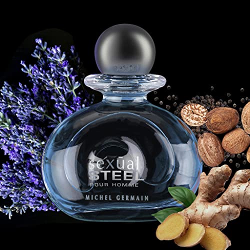 Michel Germain Sexual Steel Pour Homme Eau de Toilette Spray, Top Notes of Ginger, Bergamot, Rhubarb Leaves, Charismatic & Intense Gift for Him