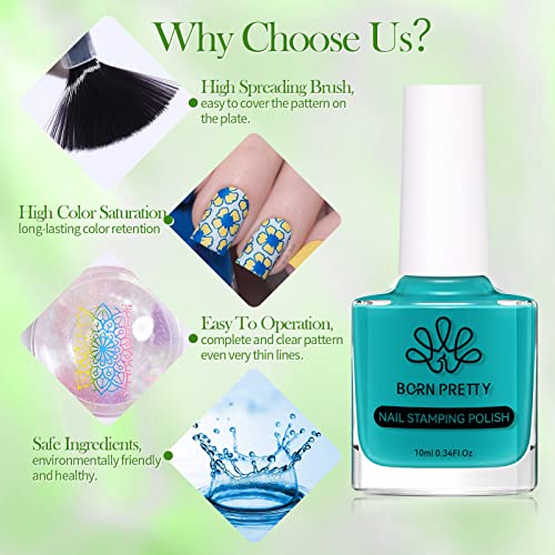 Born Pretty Nail Art Stamping Polish Holographic Chameleon Effect Fingernail Stamp Polish Set Manicure Print Nail Polish for Stamping Plates 24 Colors Bulk Nail Polish Set Gift Collection