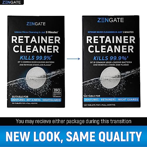 Retainer Cleaner Tablets - Quick 3-Minute Clean for Dentures, Mouth Guards, Aligners, and Night Guards - 120 Dental Cleansing Tablets - FSA HSA Approved Dental Appliance Cleanser