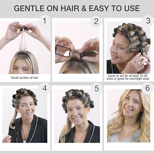 Conair Foam Hair Rollers - Heatless Curlers - Heatless Curls -Foam Rollers - Black & Gray - Assorted Sizes - 48 Count w/storage case