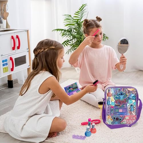 Disney Lilo and Stitch Makeup Filled Shoulder Bag Includes Lip Gloss, Nail Polish, Hair Bow & More! for Girls, Ideal for Ages 3 and Up Perfect for Parties & Makeovers by Townley Girl