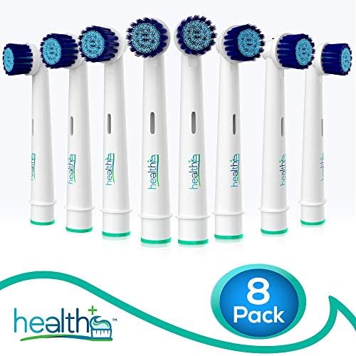 Compatible with Oral-B Electric Toothbrush Sensitive Replacement Head Generic - 8-Pack | Gentle-Action Tooth Brush Heads with Dupont Bristles | Sensitive Gums & Teeth & Gentle Whitening Action | Braun