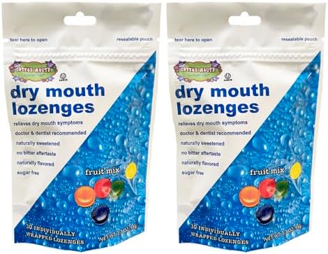 Dry Mouth Relief Fruit Mix 3.3oz Bag (2 Bags) | Relieves Dry Mouth & Increases Saliva Production, Sugar Free, Gluten Free, Delicious Fruit Flavor, Individually Wrapped, 30 Ct