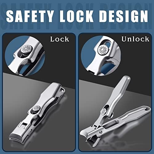 German Nail Clippers for Men with Catcher, Heavy Duty Toe Nail Clippers for Thick Nails Seniors, Portable Ultra Sharp Fingernail Clippers with Wide Mouth, Anti Splash Stainless Steel Nail Cutters