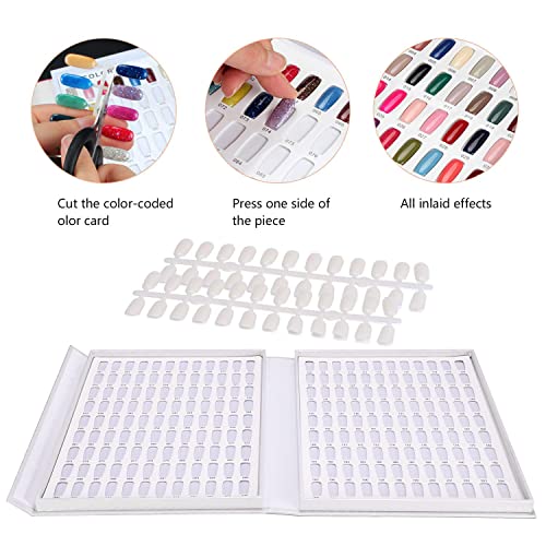 Noverlife Professional 216 Nail Colors Chart, White Nail Gel Polish Display Card Book, Nail Art Salon Nail Design Display Booklet, Nail Color Swatches Nail Practice Card Design Board