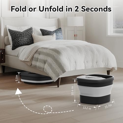 Foot Spa Collapsible, Foot Bath Massager with Heat, Remote, Timer, and 24 Motorized Shiatsu Massage Balls, Foot Soaking Tub Supports Hot/Cold Water Soaking- BA03H