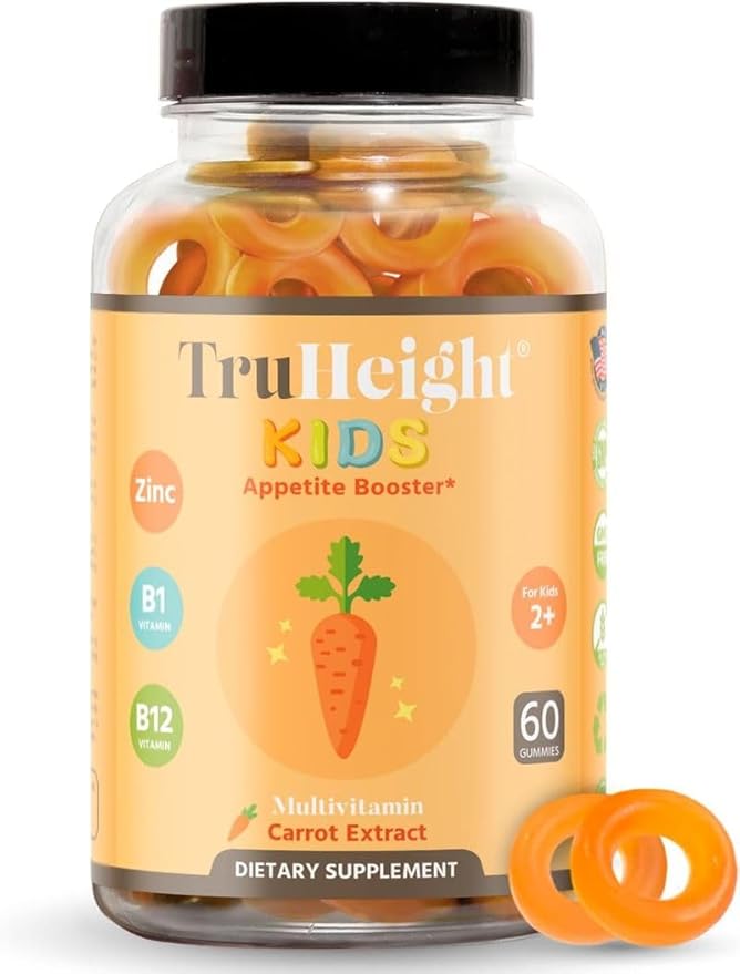 TruHeight Kids Appetite Booster Gummies (Ages 2+) All Natural Toddler, Kids & Teens Appetite Stimulant to Eat More - Weight Gain Supplements - Vitamins for Underweight Children - Picky Eater Vitamin