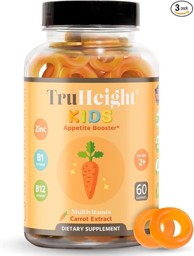 TruHeight Kids Appetite Booster Gummies (Ages 2+) All Natural Toddler, Kids & Teens Appetite Stimulant to Eat More - Weight Gain Supplements - Vitamins for Underweight Children - Picky Eater Vitamin