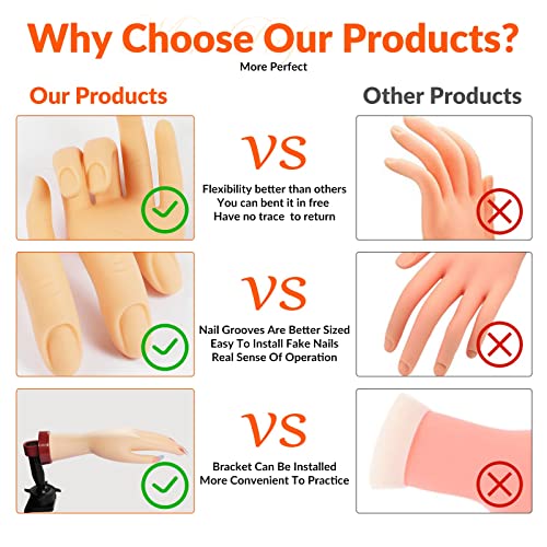Practice Hand for Acrylic Nails,Mannequin Hands for Nails Practice,Nail Art Hand Nail Training Hand Nail Fake Hand Nail Hand Practice Acrylic Nail Hand 1Pcs Nude Hand