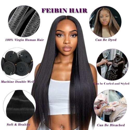 Straight Human Hair Bundles 14 14 14 Inch Trippy Hair Bundles 100% Brazilian Unprocessed Raw Hair Weave Bundles Human Hair Extensions For Black Women Natural Color