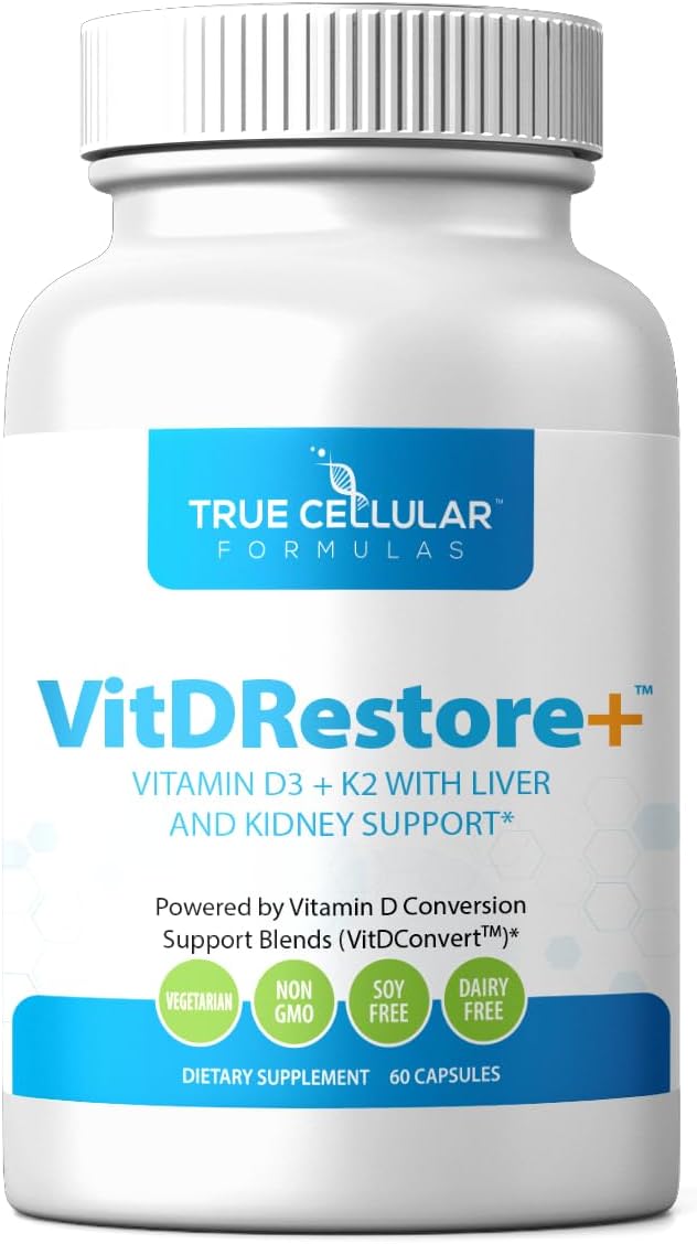 VITDRestore+™ - Vitamin D3 + K2 with Liver and Kidney Support | Soy Free, Non-GMO, Vegan, 30-Day Supply