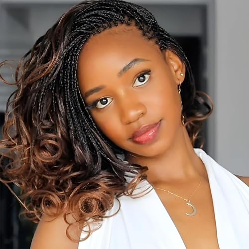 French Curl Braiding Hair 12Inch 8Packs French Curl Crochet Braids Short Curly Crochet Hair Skin-friendly Bouncy Synthetic knotless Braiding Extensions(1B/33/30, 12inch)