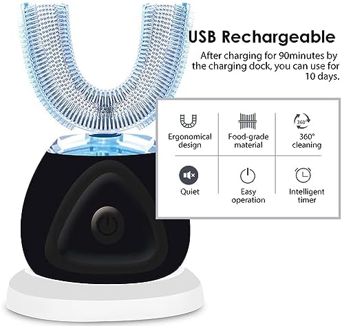 FULYA Ultrasonic Toothbrush with Teeth Whitening Mousse, Automatic Tooth Brush for Adult, 360° Sonic Toothbrushes Waterproof, Rechargeable Electric Ultrasonic Tooth whitening Brush