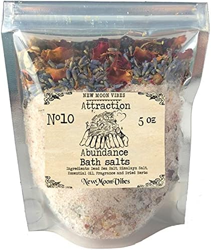 Attraction Abundance Essential Oils Herbal Spell Ritual Bath Salts with Real Herbs Botanicals Infused Enhance Beauty Love Power Control Success Confidence Attain Dreams Goals Self Love Acceptance