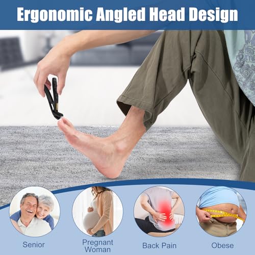 Nail Clippers for Seniors Thick Toenail, Professional Fingernail Toenail Clippers with Catcher, Sharp Wide Opening and Long Handle Nail Cutter for Men Women, Black