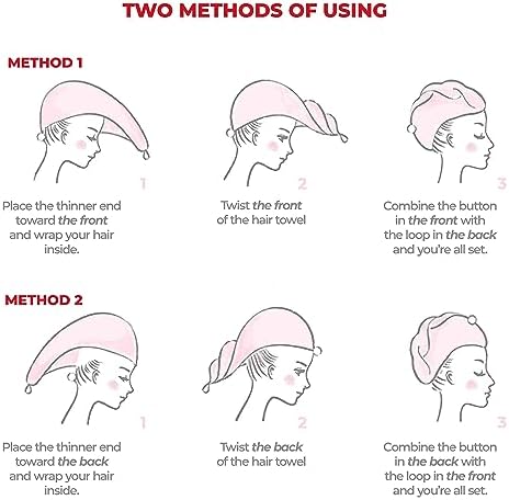 American Soft Linen 100% Cotton Hair Towels for Women, Head Towel Cap, Cotton Hair Turban Towel Wrap for Long Curly Anti Frizz Hair, Soft and Absorbent Cotton Hair Towels 2 Pack, White