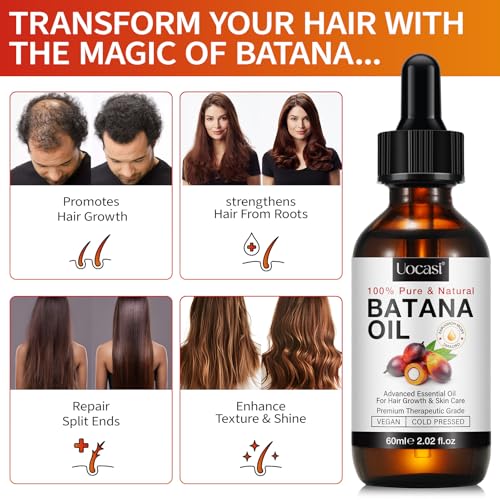 Batana Oil for Hair Growth - 2 Pack, Raw Unrefined Batana Oil,100% Pure Natural Stimulation for Hair Growth, Thickens Strands, Prevent Dry Hair & Hair Loss, 4.04 Oz