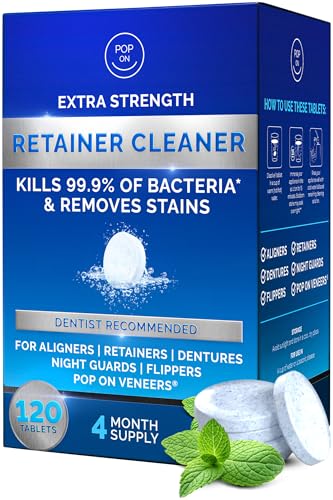 Retainer Cleaner Tablets for Invisalign FSA HSA Approved for Ultrasonic Cleaners -120 Denture Cleaning Tablets for Aligners, Night Guard, Mouth Guard - Denture Cleaner Tablets 4-Month Supply