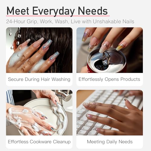 Curvlife Upgraded Super Strong 10g Semi Solid Nail Glue, 2pcs Best Soft Gel Nail Glue for Press on Nails - No UV Light Needed, Long Lasting