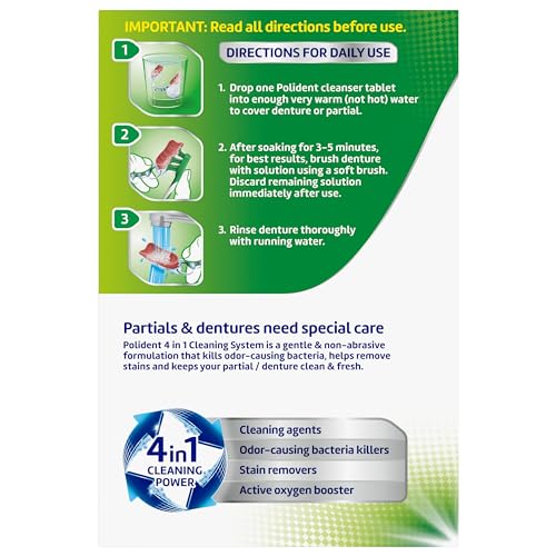 Polident 3 Minute Denture Cleanser Tablets - 84 Count