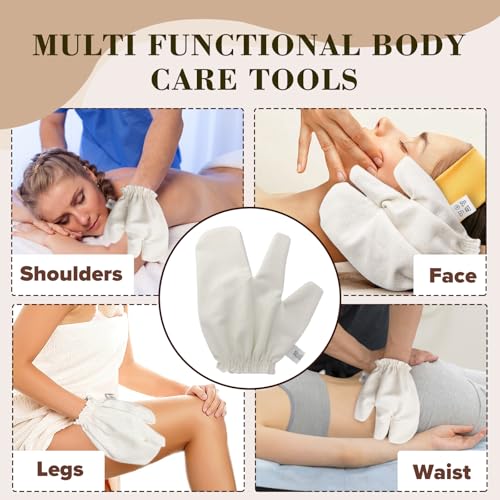 Garshana Gloves Raw Silk Massage Gloves Ayurvedic Massage，Quick-Dry Reusable with Elastic Wrist Strap for Face/Body/Sensitive Skin And Spa Care, (1 Pair)