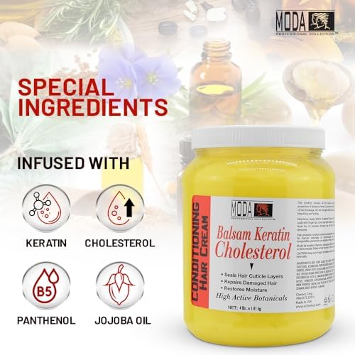 MODA - Cholesterol Deep Conditioning Hair Cream with Keratin, Panthenol, Collagen Amino Acids, Jojoba Oil, and Vitamin E – 64 Oz