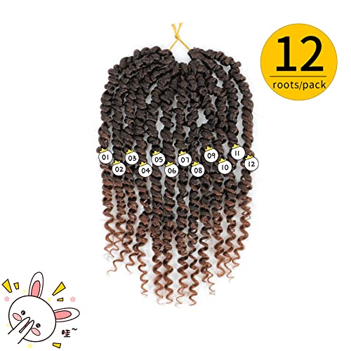 Fulcrum Passion Twist Hair 8 Inch, 8 Packs Passion Twist Crochet Hair for Black Women, Prelooped Crochet Twist Hair with Curly Ends (8Inch, T30#)