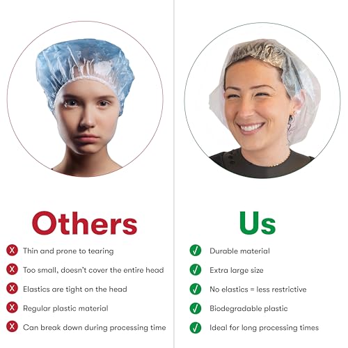 FRAMAR XL Processing Caps For Hair Color - Disposable Shower Caps For Women, Hair Coloring Cap, Processing Cap Disposable, Salon Essentials – No Elastic Trim – 50 Count