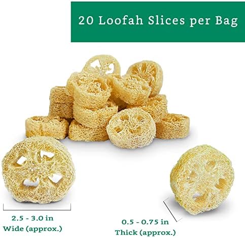 Natural Loofah Slices for Soap Making (20 Pack) - Organic Loufa Cuts - Bulk Luffa - Soap Making Supplies