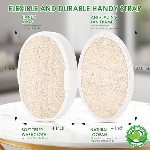 Natural Loofah Sponge Exfoliating Body Scrubber, Organic Biodegradable Eco-Friendly Bath Luffa Sponges for All Skin Types, Men Women Gift (1 Thick + 2 Thin)