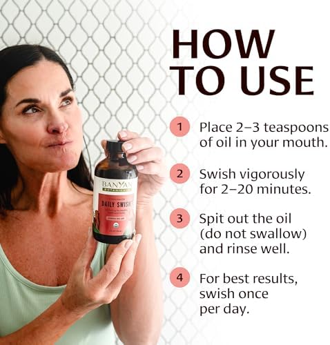 Banyan Botanicals Cinnamon Daily Swish – Organic Ayurvedic Pulling Oil with Coconut Oil – Mouthwash for Fresh Breath and Sparkling Oral Health* – 8 oz – Non GMO Sustainably Sourced Vegan