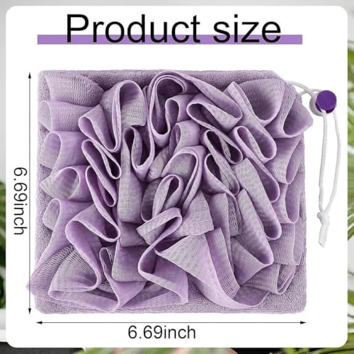 Loofah Washcloth for Bar Soap, Loofah for Bar of Soap, 2-in-1 Bath Loofah Sponge with Drawstring Shower Washcloth, Bath Sponge with Drawstring for Cleansing and Smooth Skin (2PCS Green+Coffee)