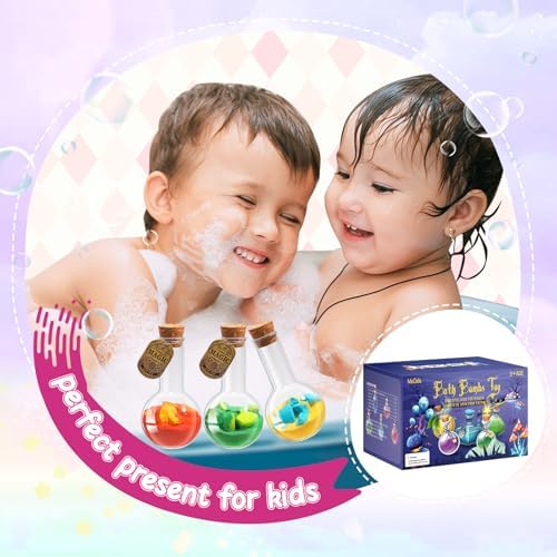 MeCids Magic Potion Bubble Bath Bombs for Kids - Safe & Non-Toxic Bath Color Tablets Bath Potions for Toddlers Ages 4-12 Fun Science Kit Gift for Birthday, Halloween，Thanksgiving，Christmas- 6 Pack