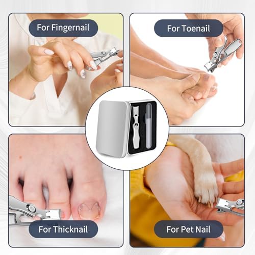 German Nail Clippers for Men, 2025 Upgraded Ultra Sharp Stainless Steel Nail Clippers for Thick Nails, The Luxurious Ultra Sharp Nail Clippers Set with Nail File for Seniors Men Women (Silver)