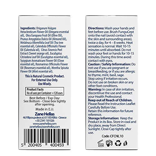 Zane Hellas FunguCept Nail Solution. Nail Solution for Discolored, Thickened, Crumbled Nails. Visible Results in 4 Weeks 0.33 oz -10ml