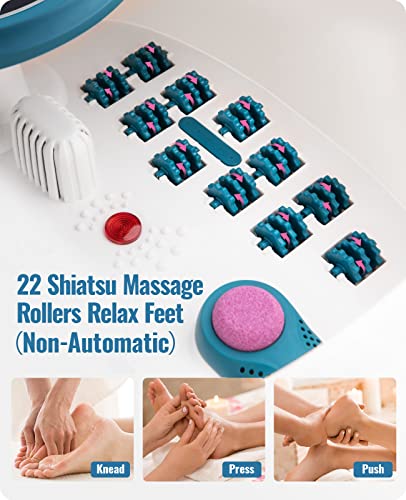Foot Spa Bath Massager with Heat, Bubble, Vibration and Temperature Control, 22 Massaging Rollers Foot Soak Tub for Foot Pain Relief, Pedicure Foot Soaker with Acupressure Massage Points & Red Light