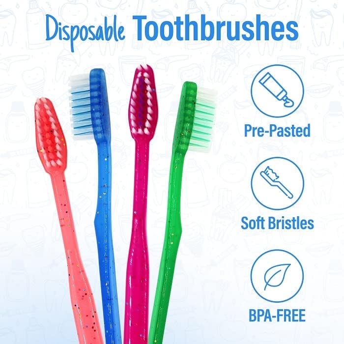 MEGA Pack Kids Disposable Toothbrushes with Paste | Children's Bubblegum Pre-Pasted & Individually Wrapped Toothbrush Bundle | Perfect for School, Camp, Summer Vacation, (36 Pack)