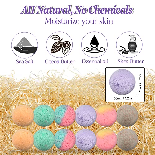 Foot Bath Bombs 12 Pack,Organic Foot Soak with Bath Salt,Foot Spa Bomb Rich Essential Oils for Dry Cracked, Athletes Foot, Stubborn Foot Odor Scent,Tired Sore Feet