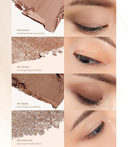 Heart Percent Dote On Mood Eye Palette, Matte & Glitter Nudy Theme Soft & Elegant Look Makeup Eyeshadow (04 Another Nude Facets)