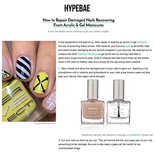 Dermelect Transfix Nail Restore Base Coat- with Protein Peptides Strengthening, Nourishing, Concealing Treatment for Weak Nails, Peeling, Breaking, Splitting, Damage 0.4 oz