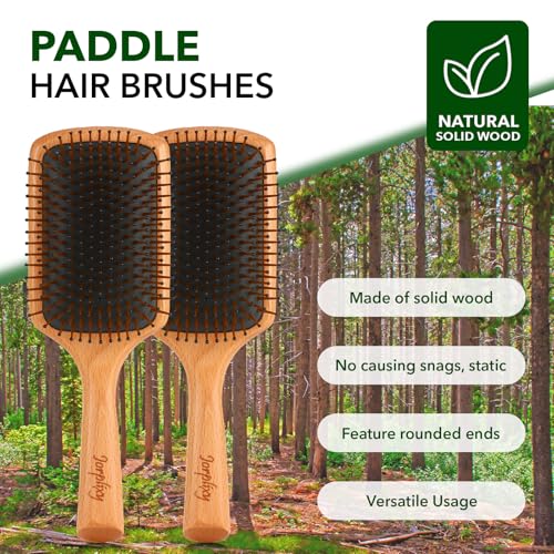 Hair brush for Men and women,wet brush with wooden handle,curly hair brush,air cushion brush,wooden hairbrush for Thick/thin/Fine Hair,paddle brush for Wet & Dry Hair,square large hair brush