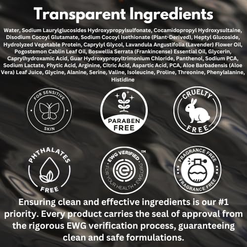 Men's Shampoo - EWG Verified Non-Toxic Formula, Fragrance-Free & Paraben-Free, Gentle Cleanse for All Hair Types, Premium Quality (300ML)