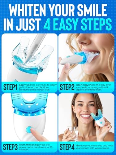 Nicwell Teeth Whitening Kit for Sensitive Tooth: 3 x 35% Carbamide Peroxide Gel & 1 Safe Remineralizing Pen - Teeth whitening LED light for Glow Gen Aged 18-34 - Oral Care for Dentist Office Daily use
