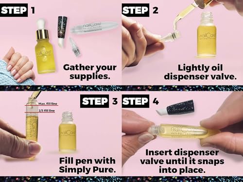 Nail Care Headquarters Refillable Holographic Cuticle Oil Pen for Nails - Empty Holo Squeeze Nail Oil Pen with Brush from by Bliss Kiss 3-Pack