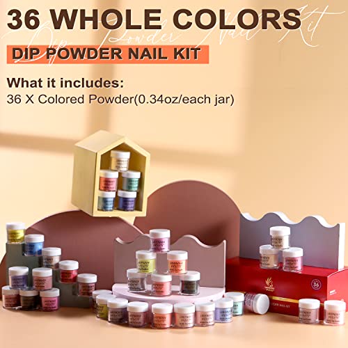 Lavender Violets 36 Colors Dip Powder Nail Kit Starter Quick Drying Dipping Powder Colors Set French Nail Nude Neon All Seasons for Home Salon M950
