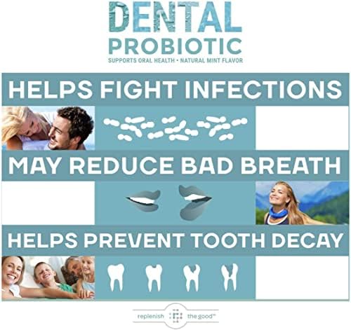 Dental Probiotic, 30 Sugar Free Chewable Tablets, Mint Flavor - Vegan Supplements w/BLIS K12 & M18 - Boosts Oral Health - Fights Bad Breath (Halitosis), Tooth Decay, Strep Throat