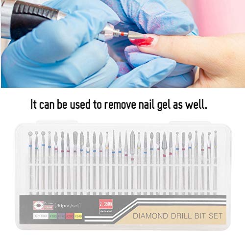 Russian Manicure Drill Bits, 30Pcs/Set Grinding Head Burr Set, Drill Bits Manicure Pedicure Tools Polishing Buffing for Polishing Buffing Bits[A]