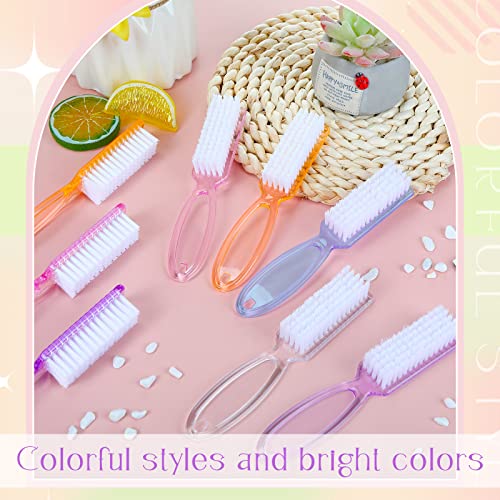 Patelai 30 Pcs Nail Scrubber Brushes Bulk Handle Grip Manicure Brushes for Cleaning Fingernails Pedicure Cleaning Brush for Toes and Fingernail Cleaning(Clear Colors)