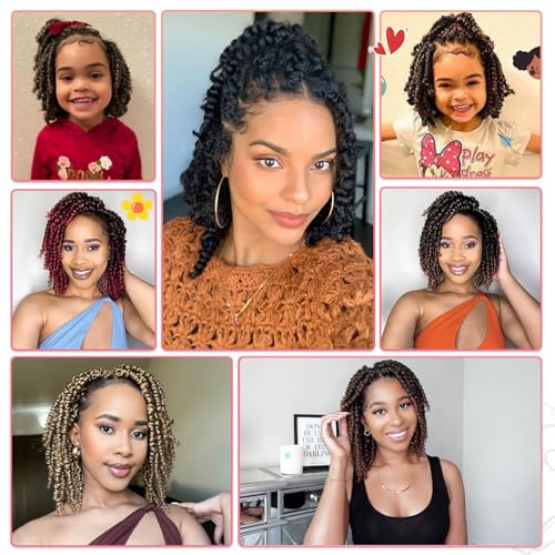 Fulcrum Passion Twist Hair 8 Inch, 8 Packs Passion Twist Crochet Hair for Black Women, Prelooped Crochet Twist Hair with Curly Ends (8Inch, T30#)